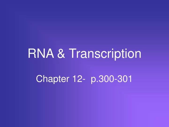 rna transcription