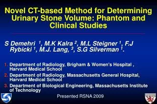Novel CT-based Method for Determining Urinary Stone Volume: Phantom and Clinical Studies