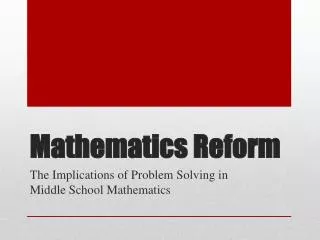 Mathematics Reform