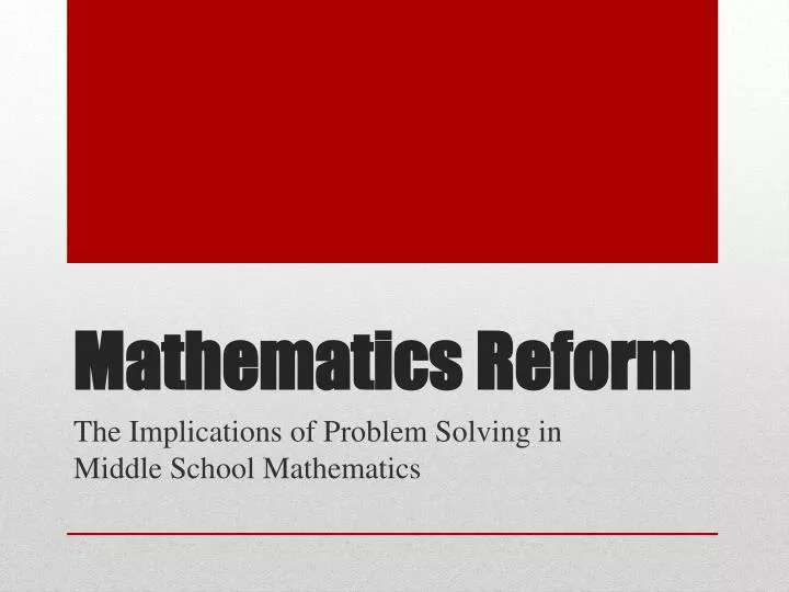mathematics reform