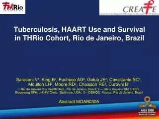 Tuberculosis, HAART Use and Survival in THRio Cohort, Rio de Janeiro, Brazil