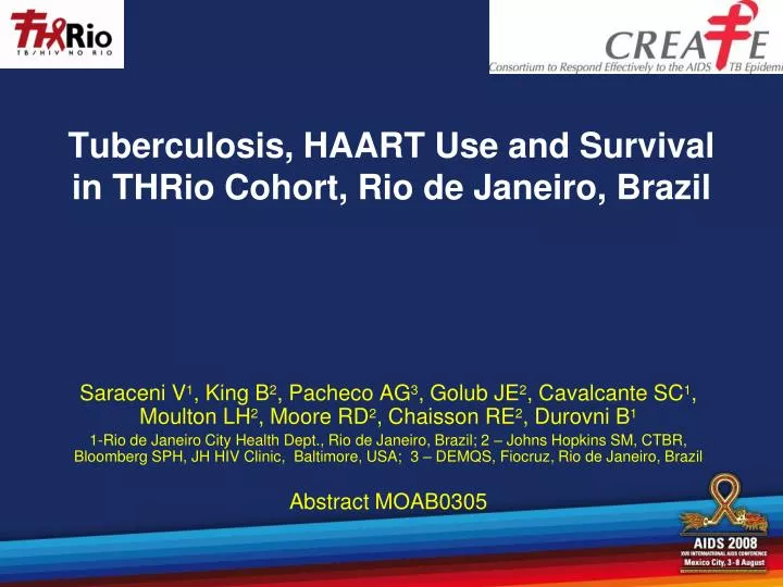 tuberculosis haart use and survival in thrio cohort rio de janeiro brazil