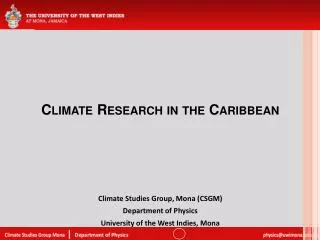 Climate Research in the Caribbean