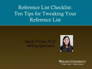 Reference List Checklist: Ten Tips for Tweaking Your Reference List