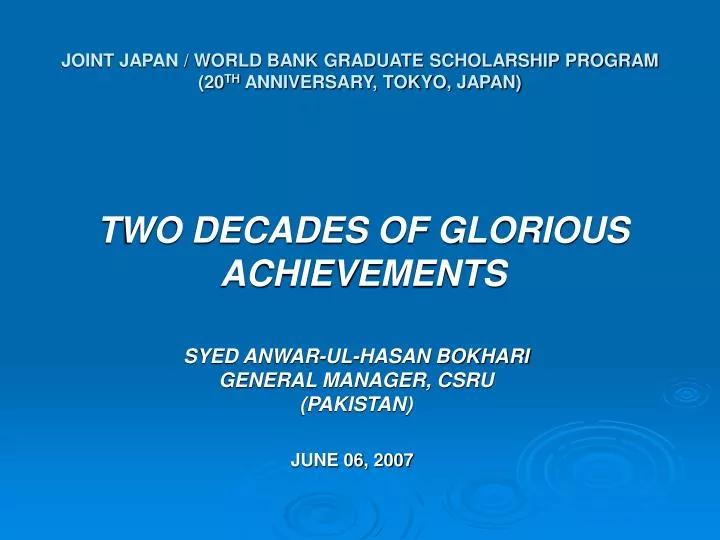 joint japan world bank graduate scholarship program 20 th anniversary tokyo japan