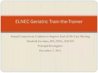 ELNEC Geriatric Train-the-Trainer