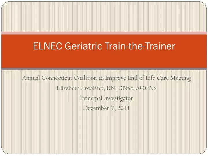 elnec geriatric train the trainer