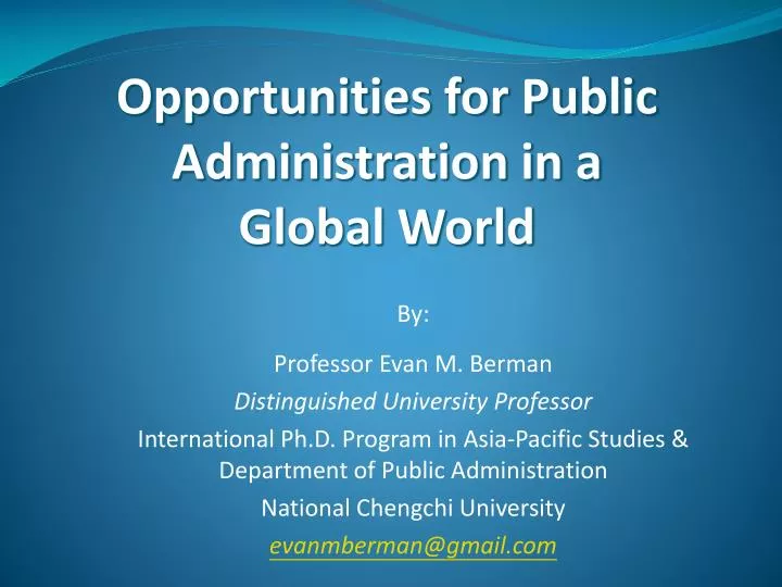 opportunities for public administration in a global world