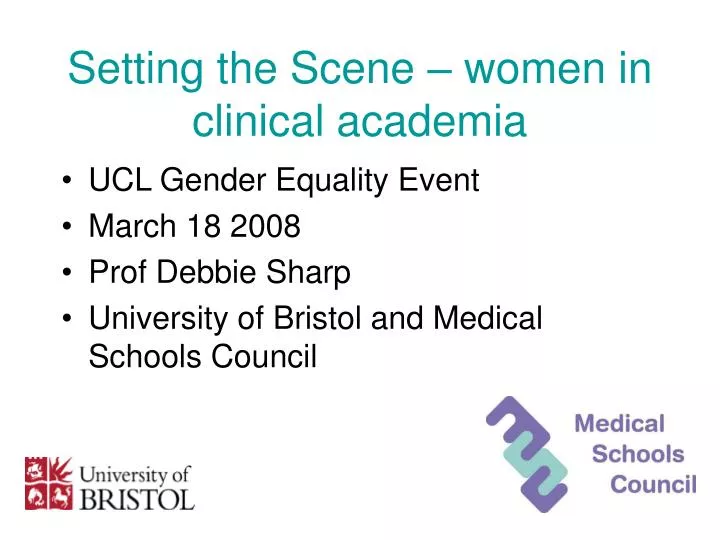 setting the scene women in clinical academia