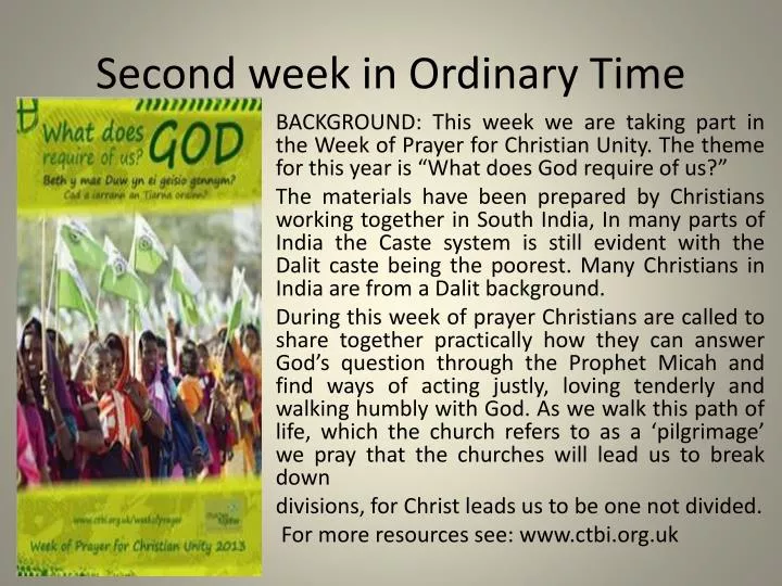 second week in ordinary time