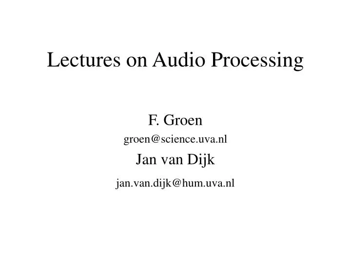 lectures on audio processing