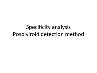 specificity analysis pospiviroid detection method