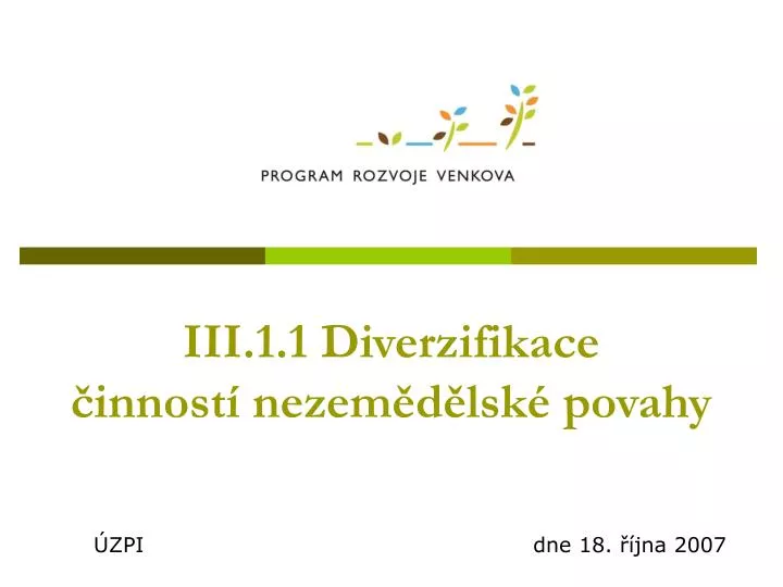 iii 1 1 diverzifikace innost nezem d lsk povahy