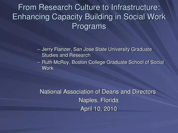from research culture to infrastructure enhancing capacity building in social work programs