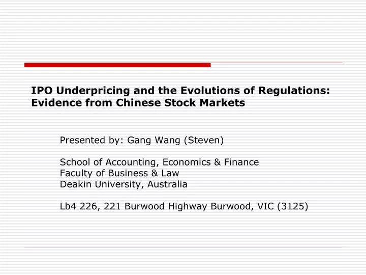 ipo underpricing and the evolutions of regulations evidence from chinese stock markets