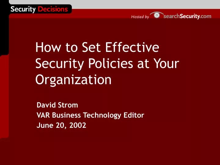 how to set effective security policies at your organization