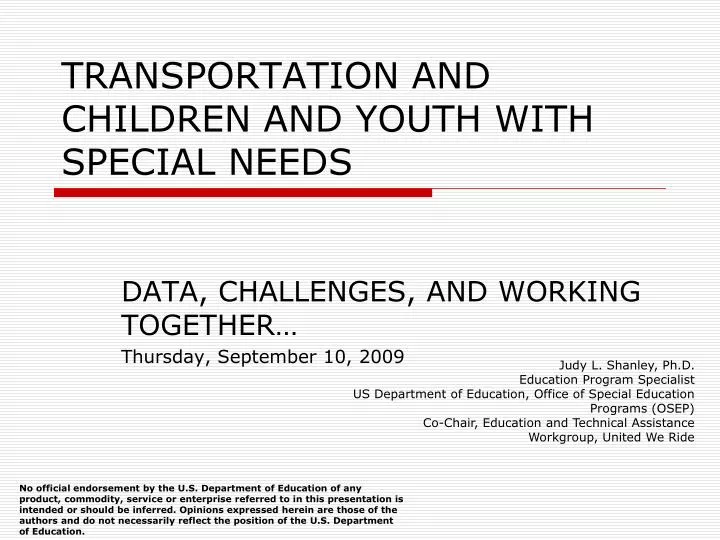transportation and children and youth with special needs