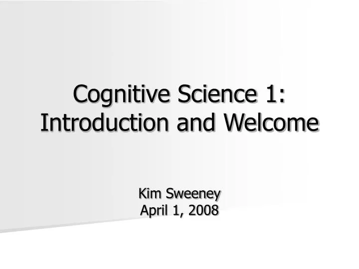 cognitive science 1 introduction and welcome