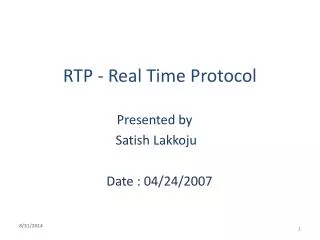 RTP - Real Time Protocol