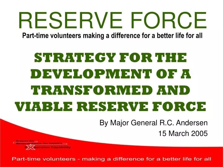 strategy for the development of a transformed and viable reserve force