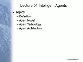 Lecture 01 Intelligent Agents