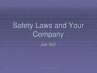 Safety Laws and Your Company