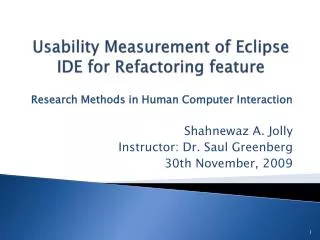 Usability Measurement of Eclipse IDE for Refactoring feature
