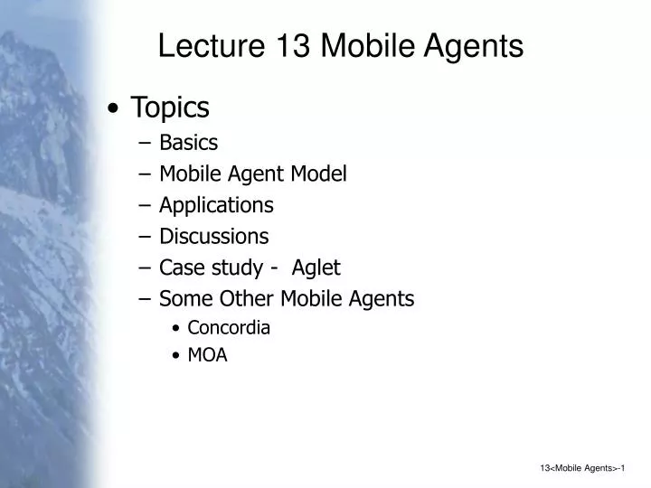 lecture 13 mobile agents