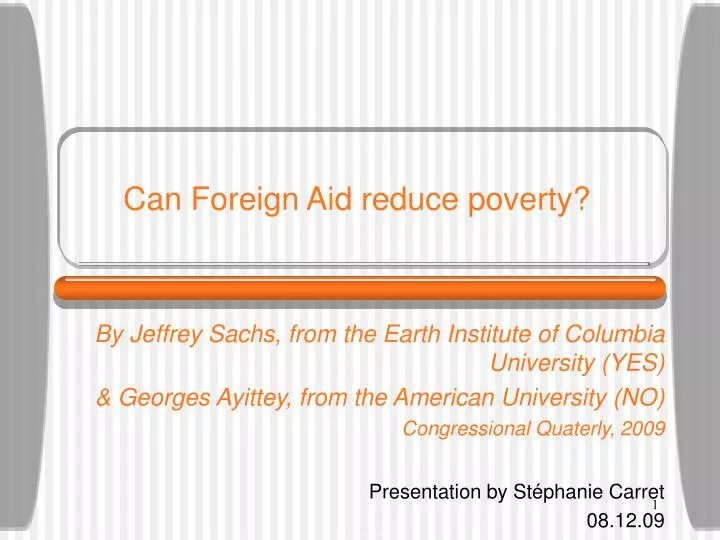 can foreign aid reduce poverty