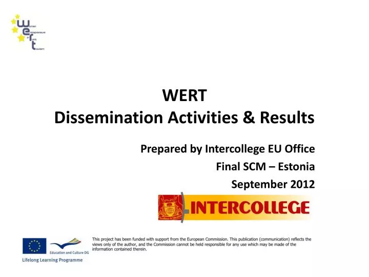 wert dissemination activities results