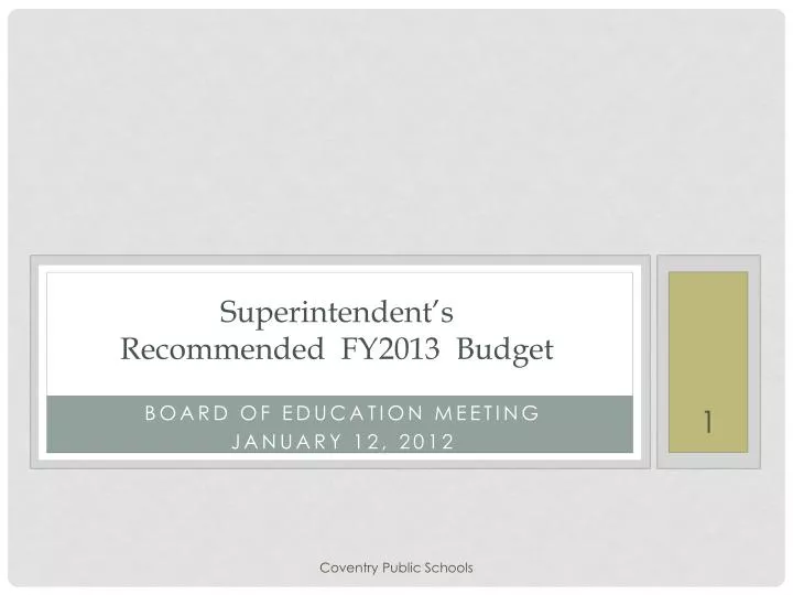 superintendent s recommended fy2013 budget