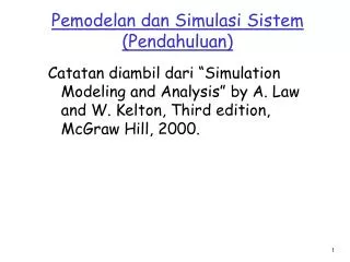 pemodelan dan simulasi sistem pendahuluan