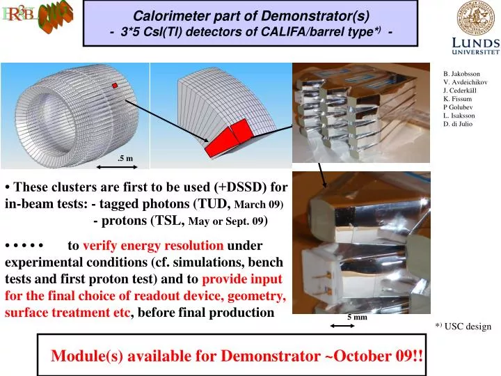 calorimeter part of demonstrator s 3 5 csi tl detectors of califa barrel type