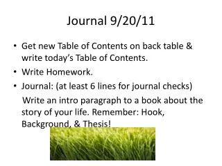 Journal 9/20/11