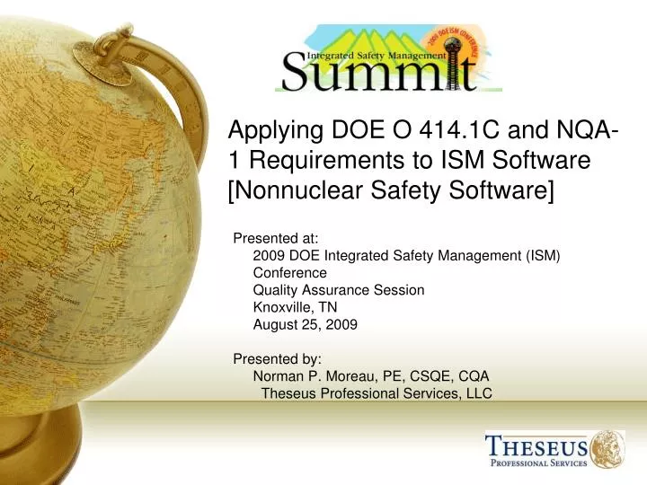 applying doe o 414 1c and nqa 1 requirements to ism software nonnuclear safety software