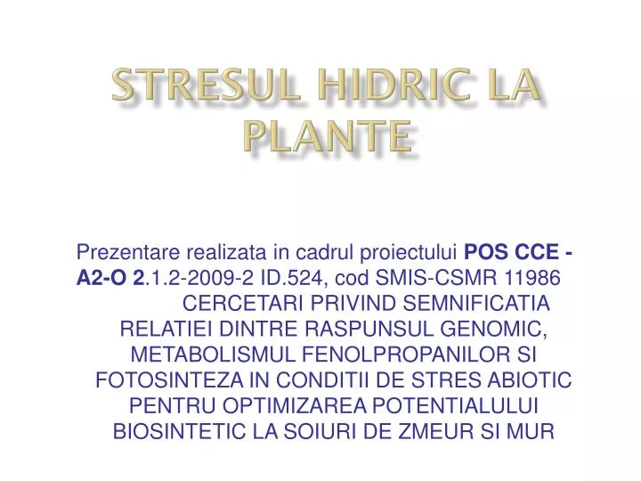 stresul hidric la plante