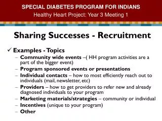 Sharing Successes - Recruitment