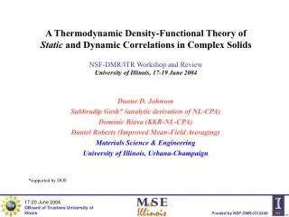 Duane D. Johnson Subhradip Gosh* (analytic derivation of NL-CPA) Dominic Biava (KKR-NL-CPA)