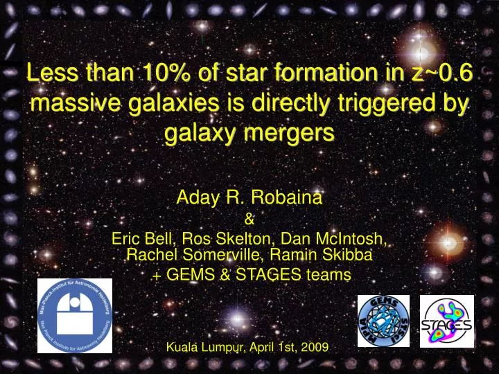 less than 10 of star formation in z 0 6 massive galaxies is directly triggered by galaxy mergers