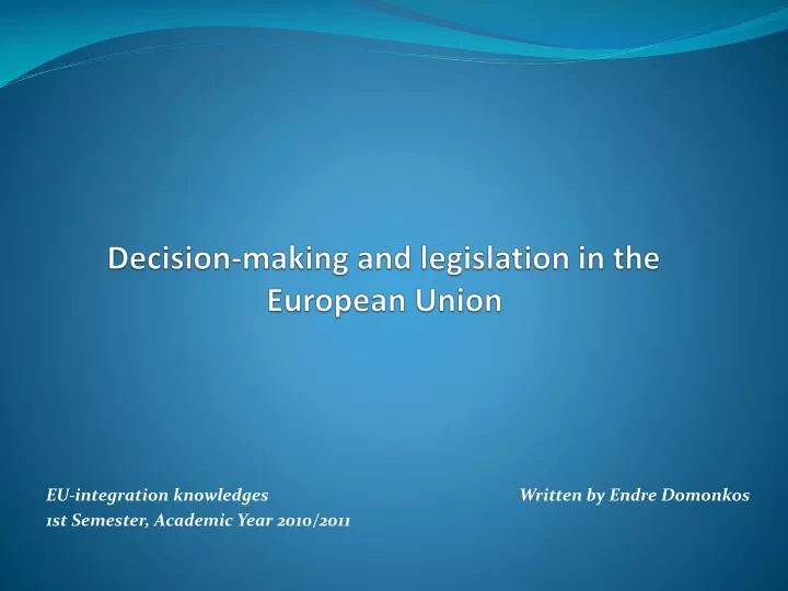 decision making and legislation in the european union