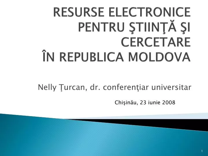 resurse electronice pentru tiin i cercetare n republica moldova