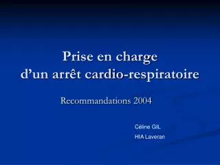 prise en charge d un arr t cardio respiratoire