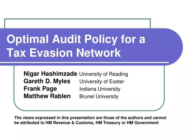 optimal audit policy for a tax evasion network