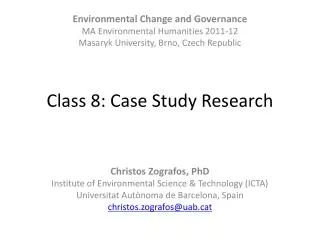 Class 8: Case Study Research
