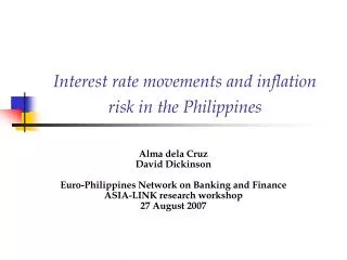 Interest rate movements and inflation risk in the Philippines