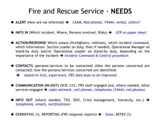 Fire and Rescue Service - NEEDS
