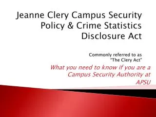 What you need to know if you are a Campus Security Authority at APSU