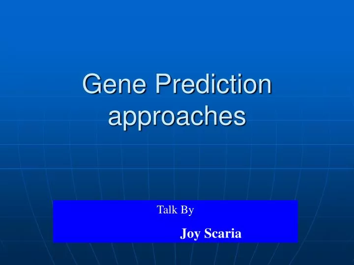gene prediction approaches