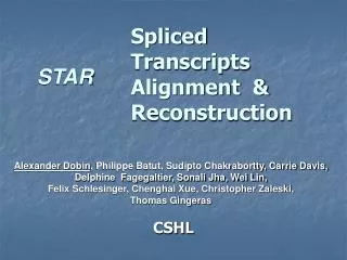 Spliced 		Transcripts 		Alignment &amp; 		Reconstruction