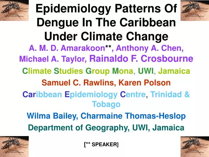 epidemiology patterns of dengue in the caribbean under climate change